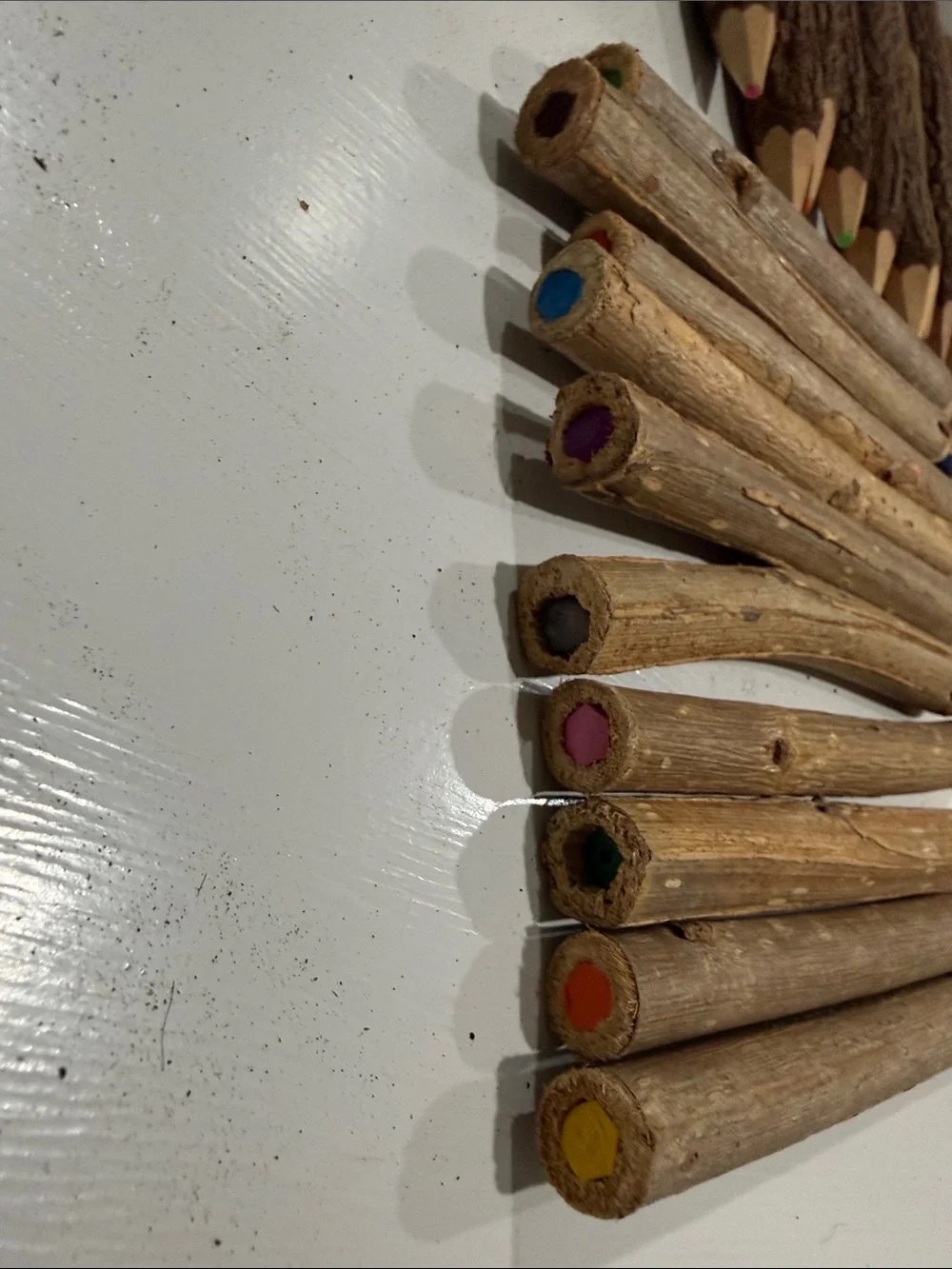 Rustic Bark Colored Pencil Set - Brown Natural Twigs Finish 33 Count